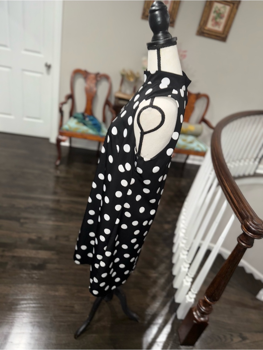 White House Black Market Black & White Polka Dot Mini Dress - Picture 5 of 8